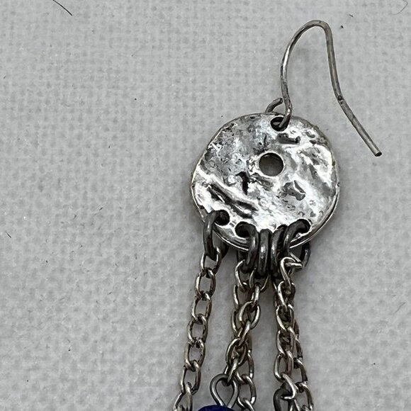 Silver Multi Color Bead Dangle Earrings - Picture 4 of 5